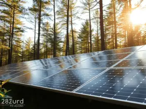 solar panels in the woods