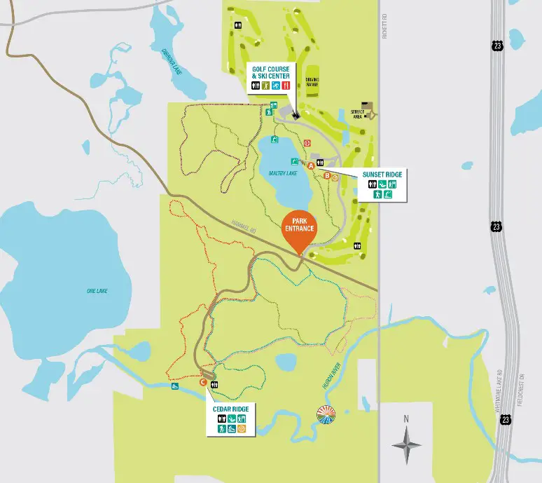 Huron Meadows Metropark Map