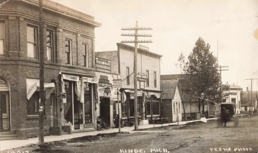 Main Street at Kinde Michigan c1900