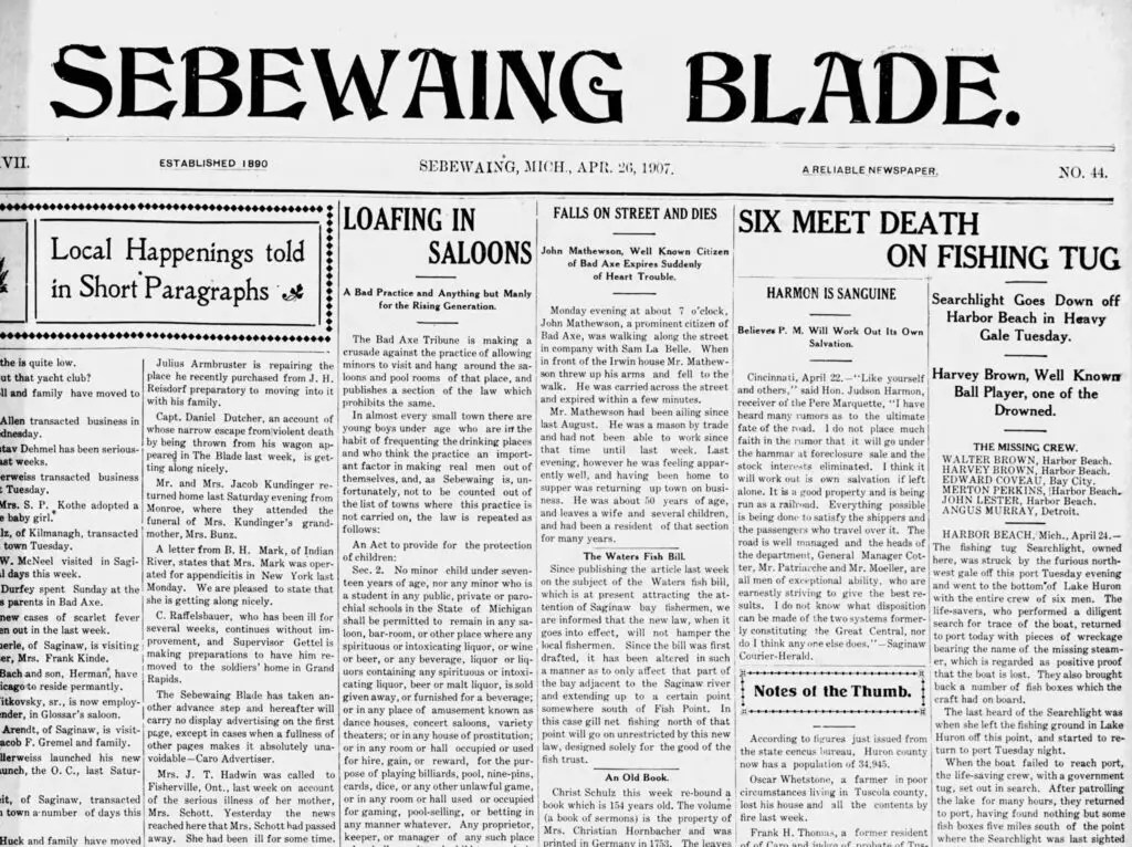 Report of the sinking of Searchlight