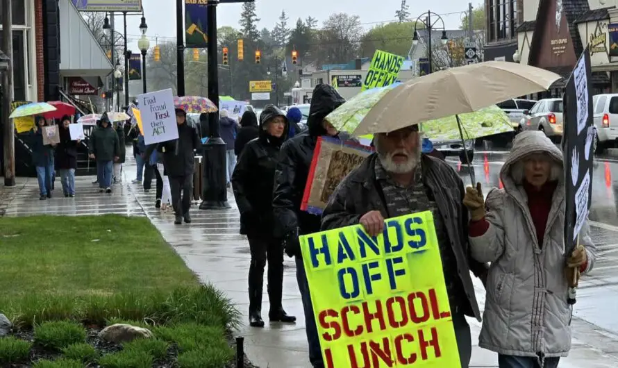 Bad Axe May Day Protest – 70 Brave Rain to Demand Essential Service Protections