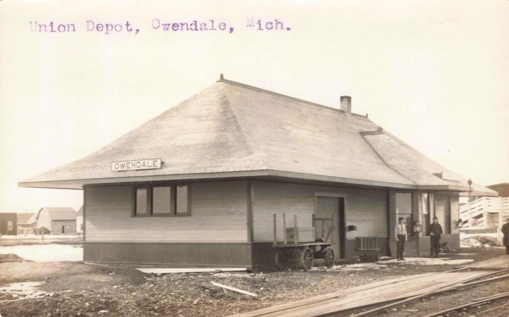 Historic train depot in Owendale, Michigan.