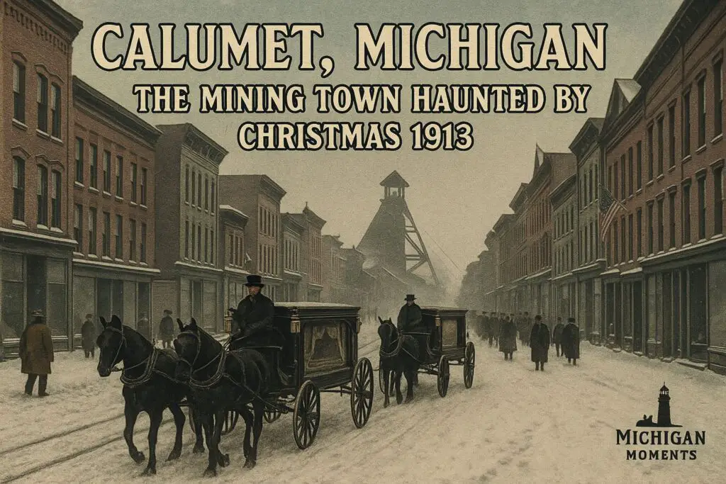 a horse drawn carriage in a snowy street