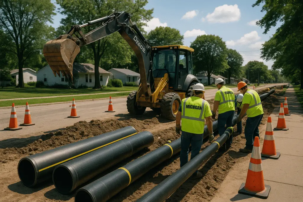 a group of construction workers working on Michigan Natural Gas