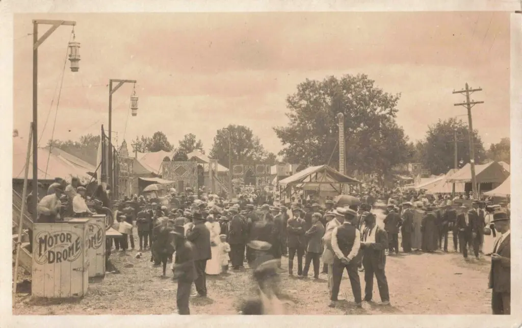 a group of people standing in a crowd