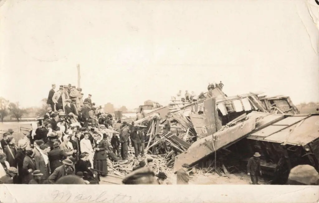 Crowd Gawks at Wreck