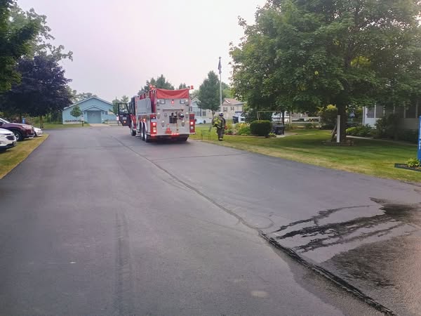 a fire truck on the road - Lexington RV Resort Fire