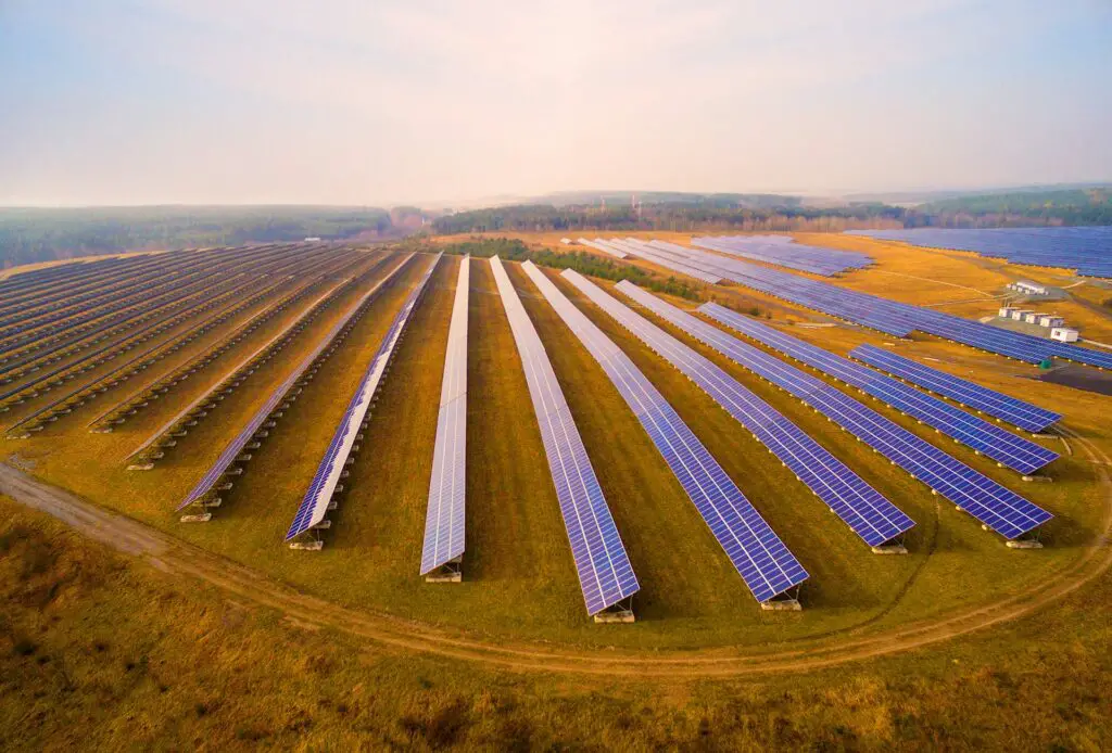 a solar panels in a field