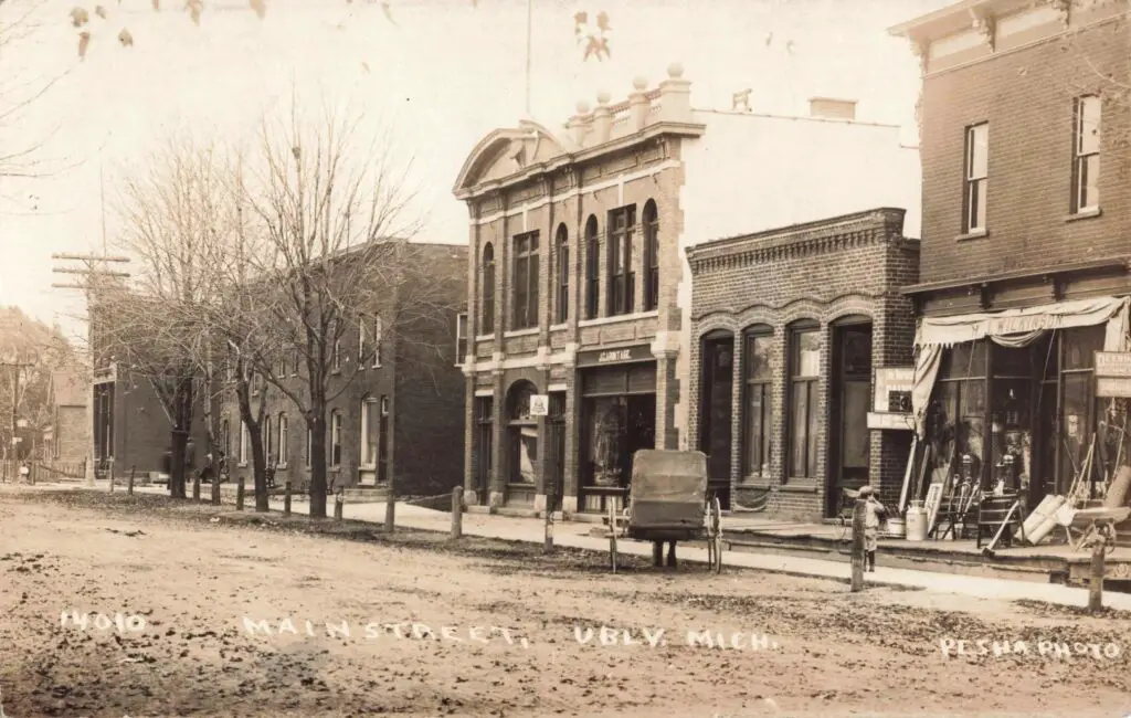 Historic street scene in Ubly, Michigan