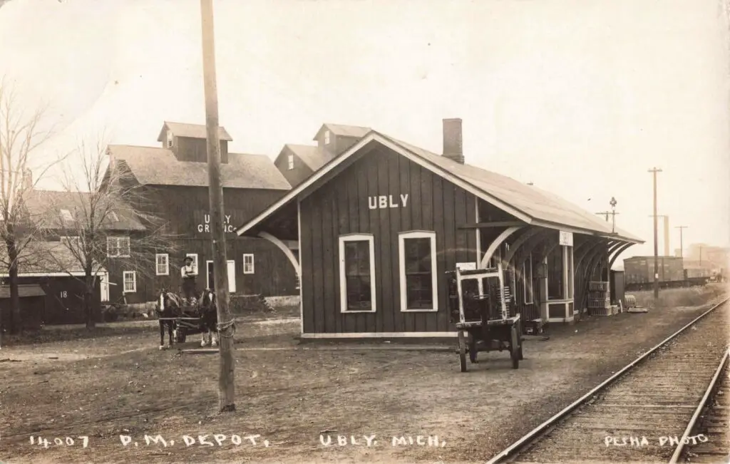 Historic train depot in Ubly, Michigan.