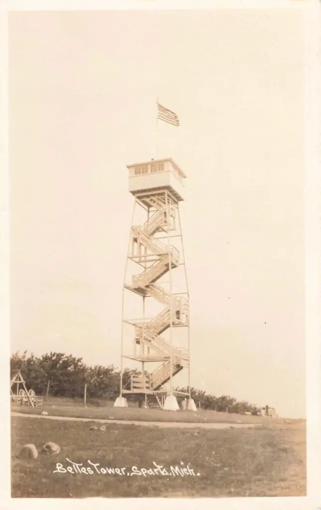 a tower with a flag on top
