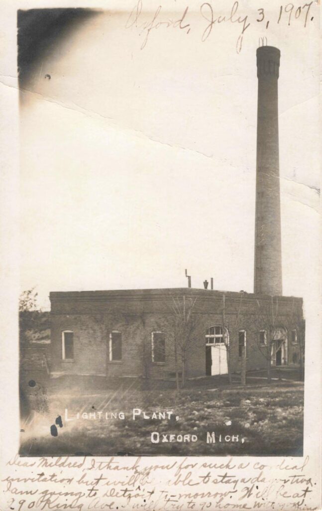 Historic lighting plant with smokestack