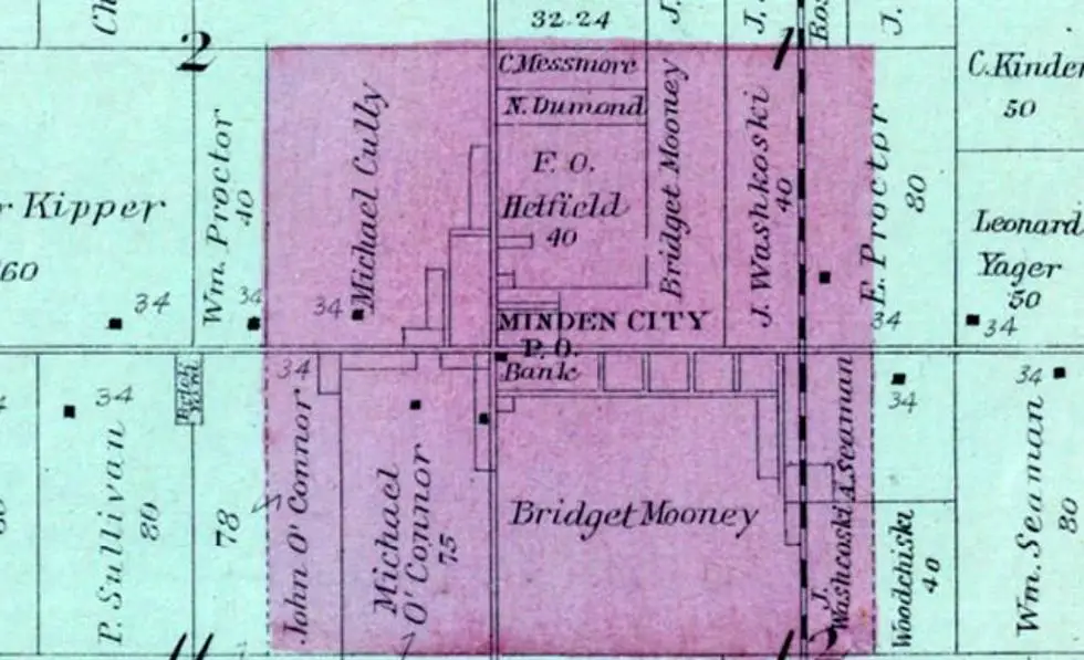 Historical map of Minden City. History of Minden City