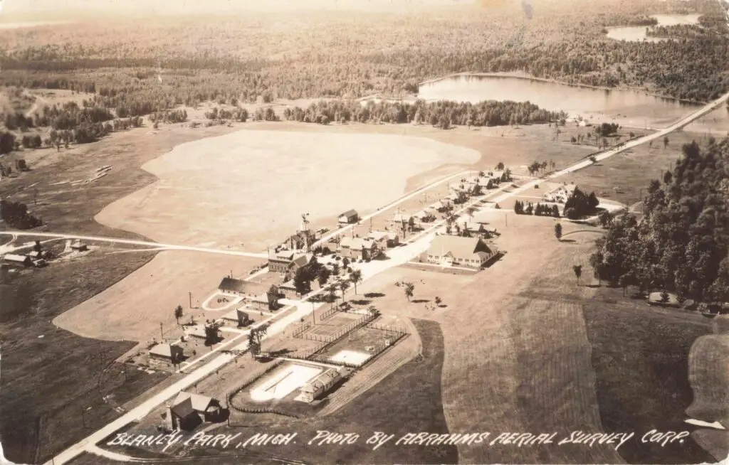 Aerial view of Blaney Park, Michigan.