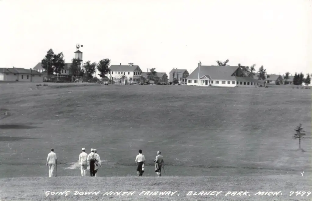 Golfers walking down the fairway.