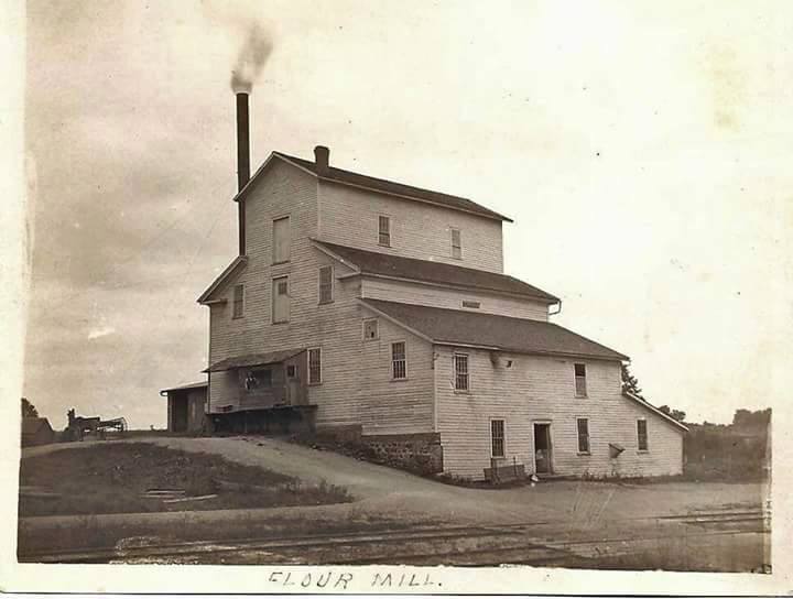 Historic flour mill with chimney