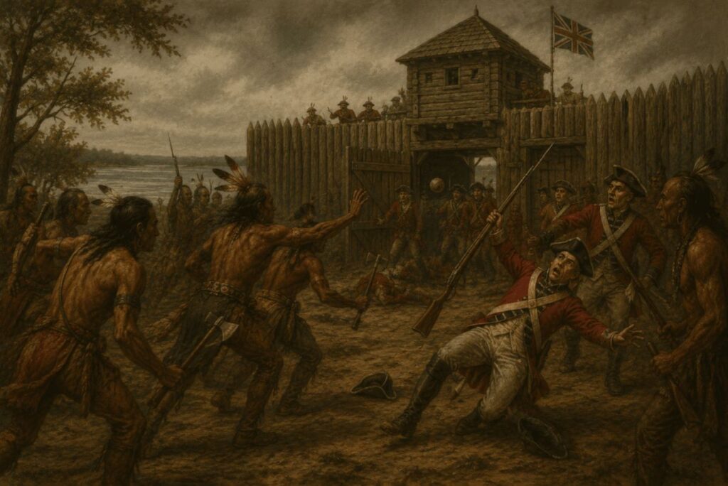 Historical battle scene with conflict