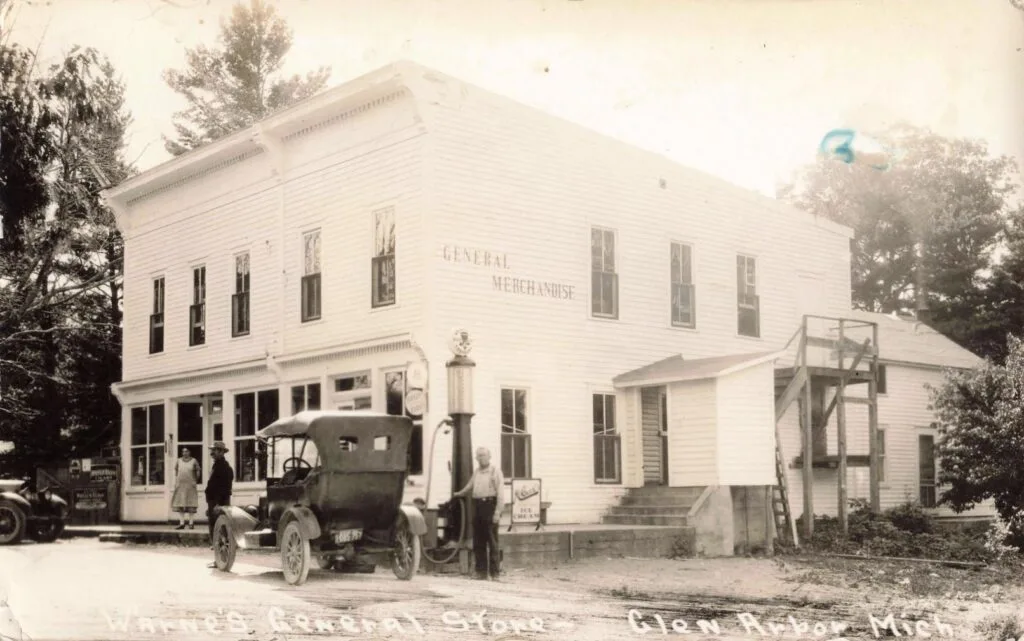 Historic store with vintage automobile
