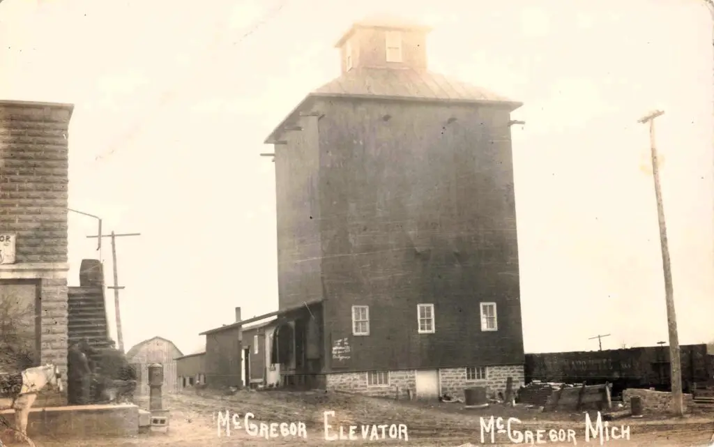 Historic grain elevator in McGregor, Michigan