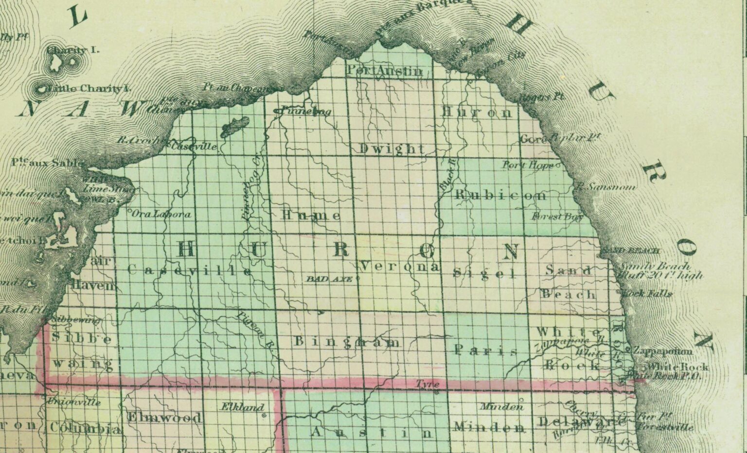 White Rock Michigan History - Amazing 1842 Map Labels “Zappapoiton” And ...