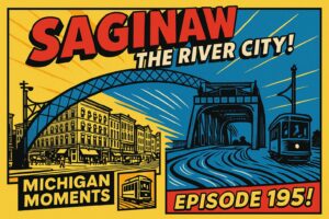 Colorful vintage poster of Saginaw