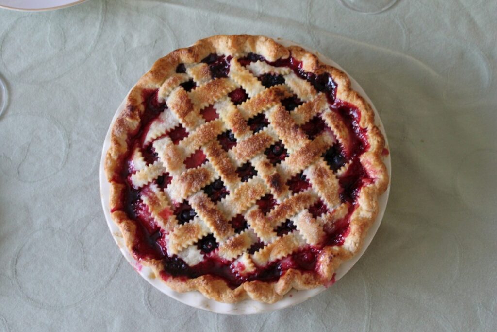 Delicious berry pie with lattice crust