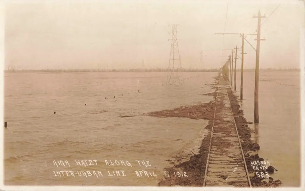 Flooded railway line in 1912