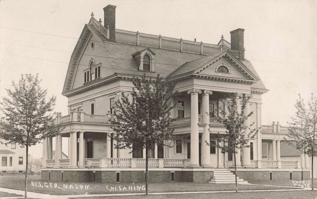 Historic mansion with grand architecture.