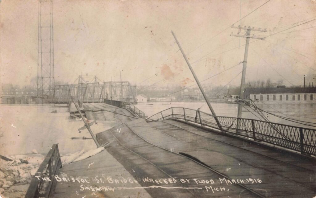 Flood-damaged bridge in Saginaw, Michigan