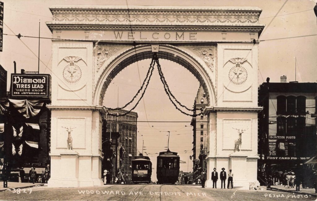 Historic arch welcoming convention attendees