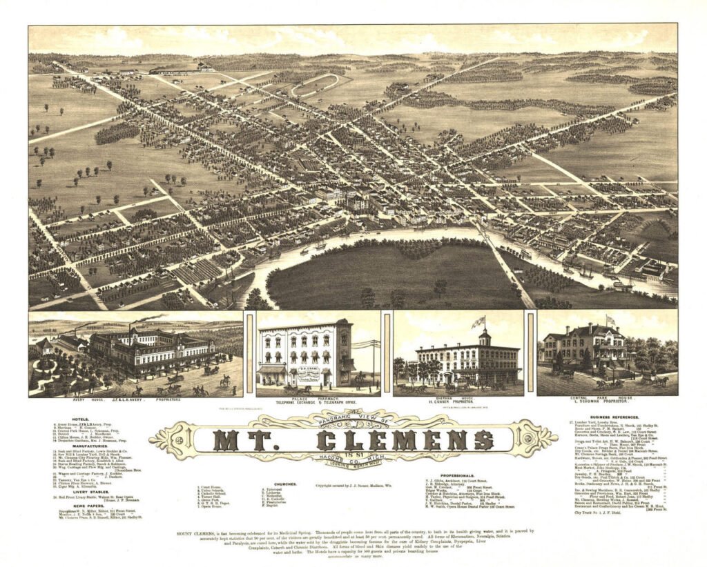 Historic map of the history of Mt. Clemens, Michigan