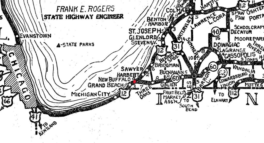 Map showing New Buffalo and surroundings