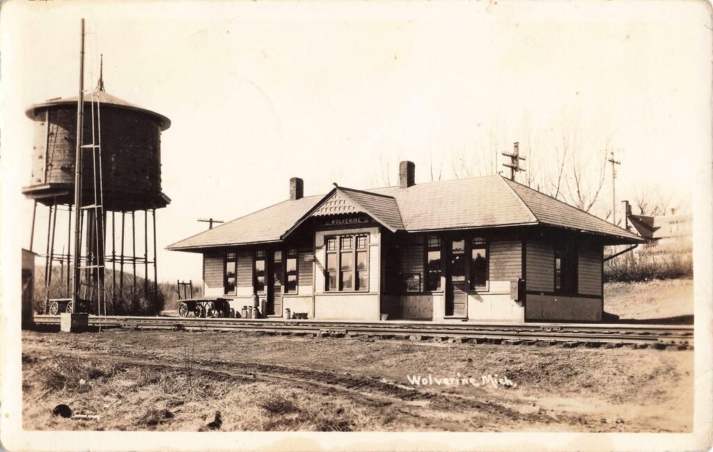 Historic train station with water tower