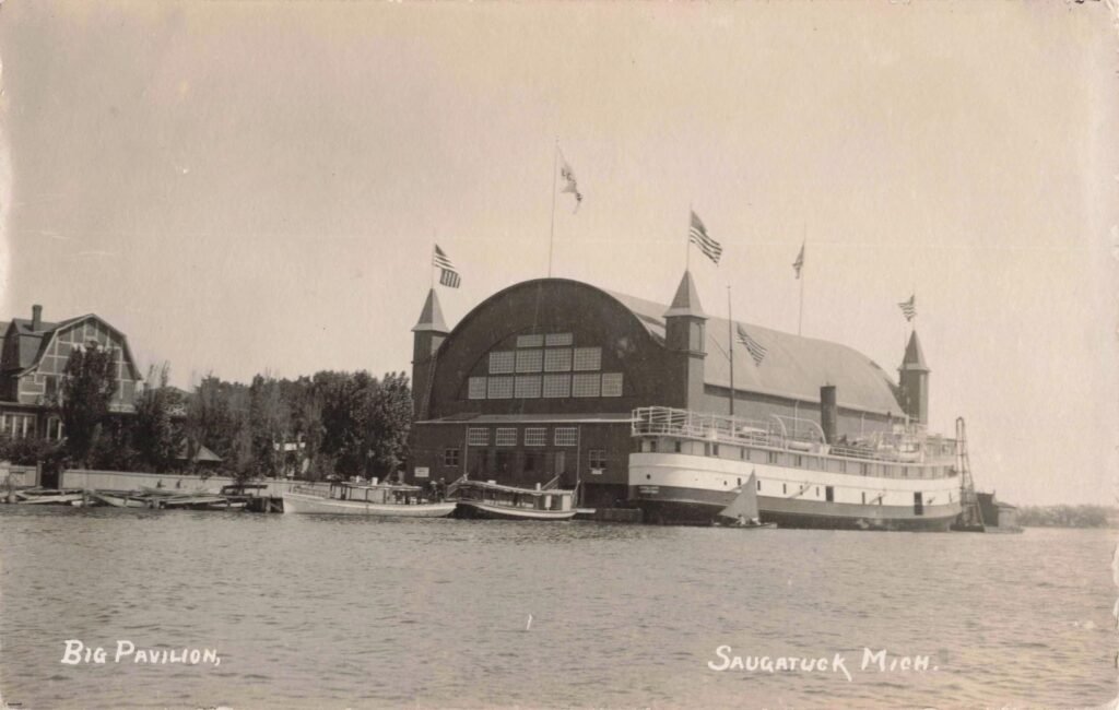 Historic pavilion by the water.