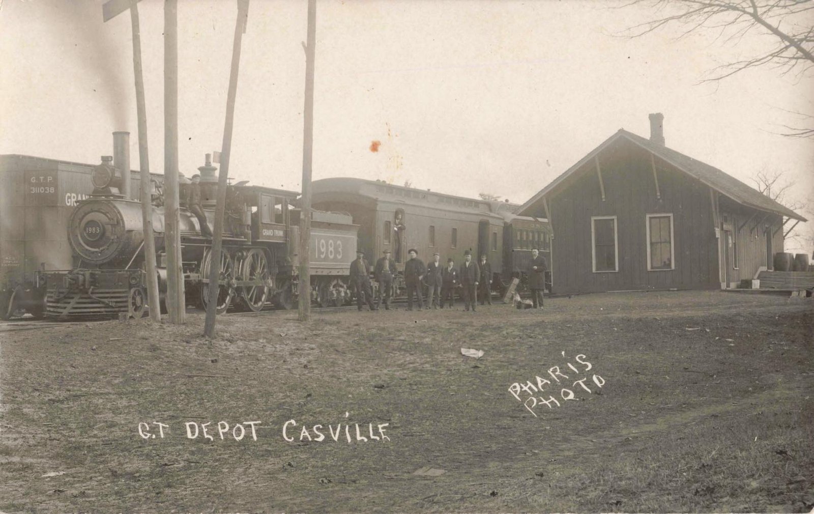 Historic train station with steam locomotive