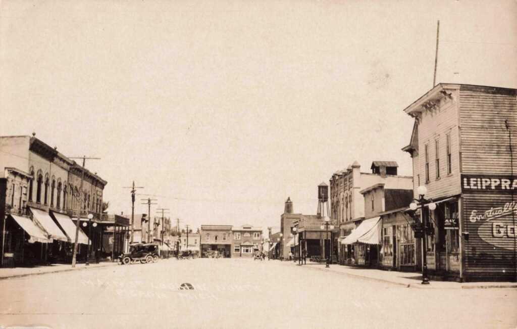 Historic empty street with buildings
