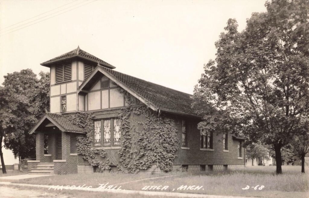 Historic brick building with ivy