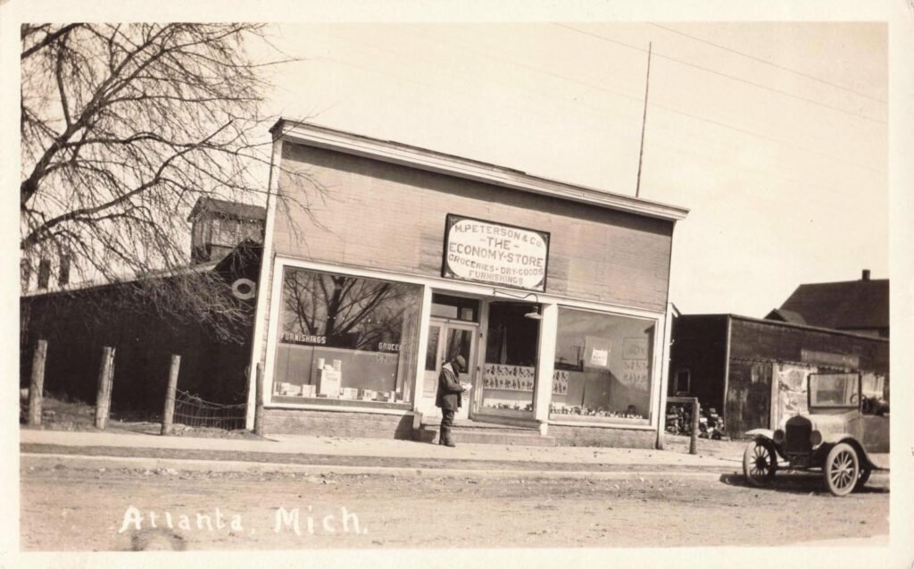 Historic storefront in Atlanta, Michigan.