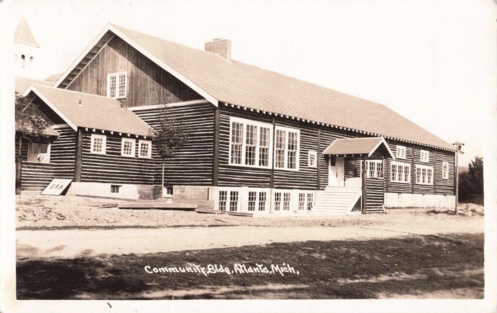 History of Atlanta Michigan - Historic wooden community building exterior