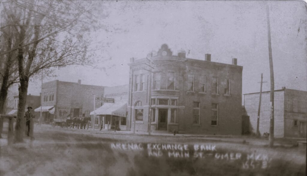 Historic bank building in town