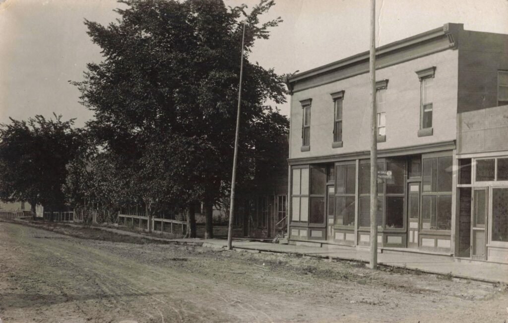 Historic street with early buildings