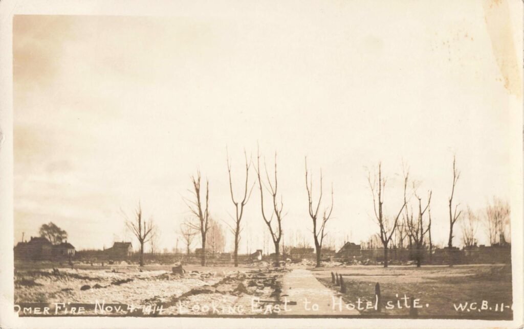 Historic landscape with barren trees.