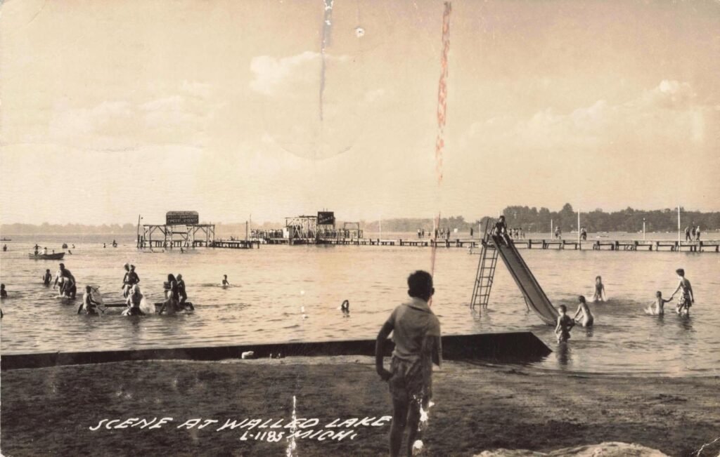 Walled Lake Beach and slide