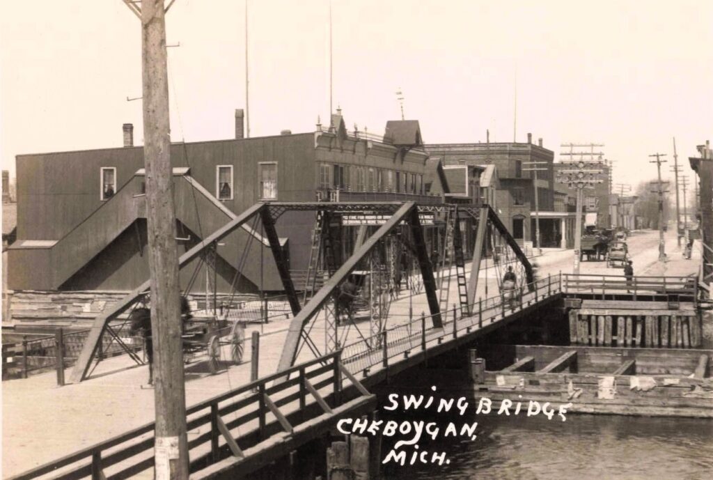 Historic swing bridge in Cheboygan, Michigan