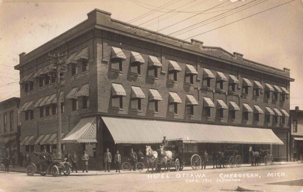 Historic hotel with horse-drawn carriage