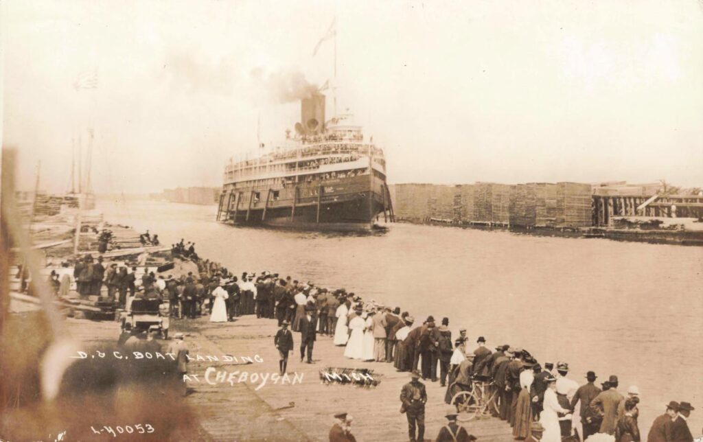 Historic boat departure at History of Cheboygan Michigan.