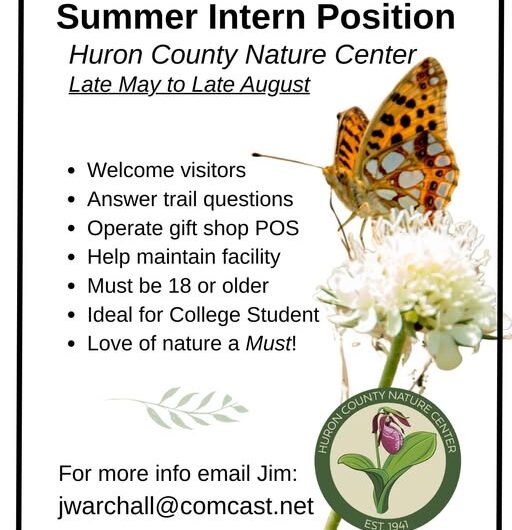 Huron County Nature Center Summer Intern Position Opens With a Rare Paid Chance for Students in Michigan’s Thumb