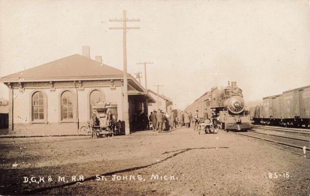 History of St. Johns Michigan - D.G.H. & M. R.R. Depot