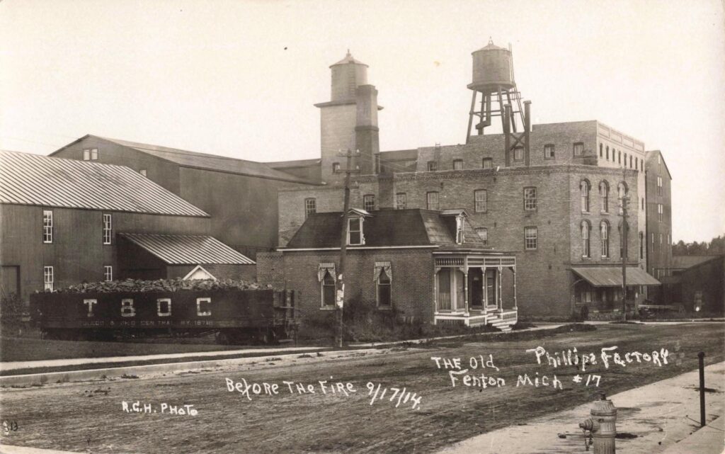 The old Phillips Factory before the 1914 fire
An industrial-era view associated with the Phillips/Koppin site, representing a major employer footprint in town.