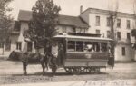 Horse-drawn streetcar in Fenton, Michigan.